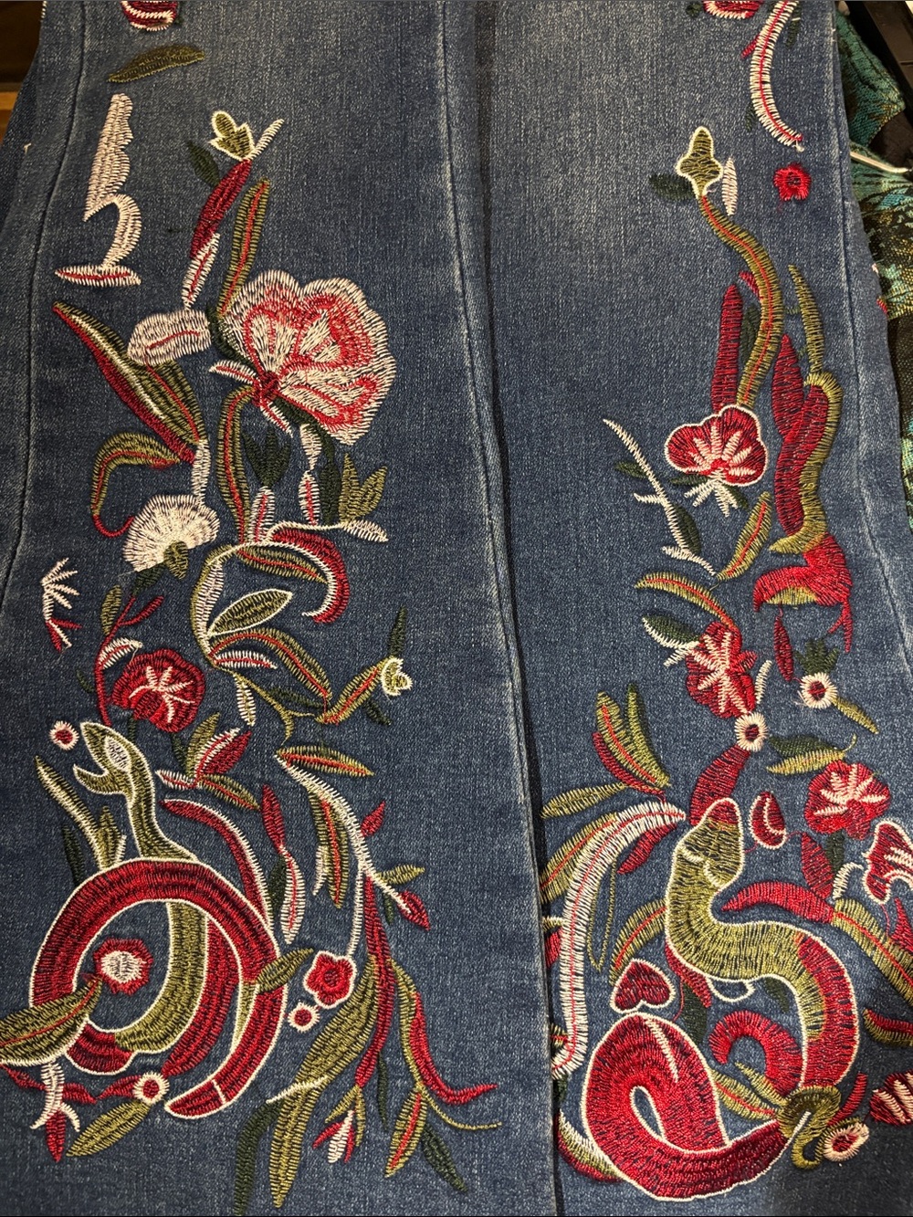 BAMBOO Blue Embroidered Flare Jeans